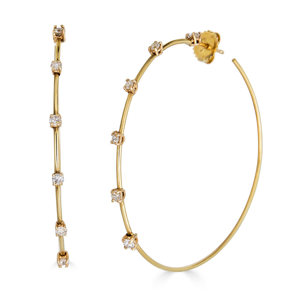 Gold Diamond Hoops