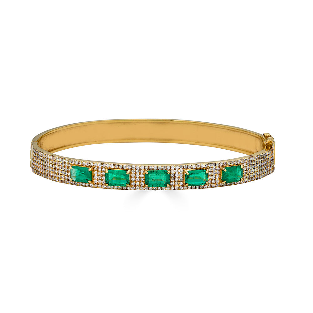 Emerald and Diamond Bangle Bracelet