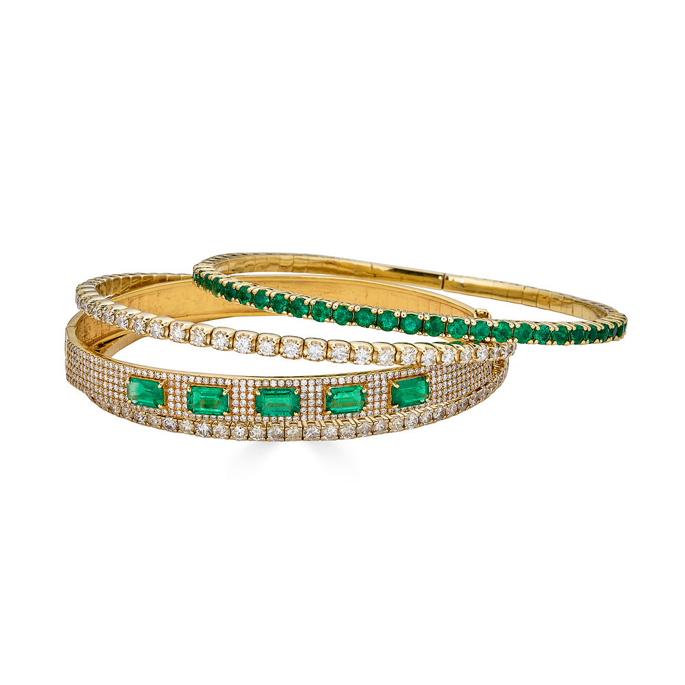 Emerald and Diamond Bangle Bracelet