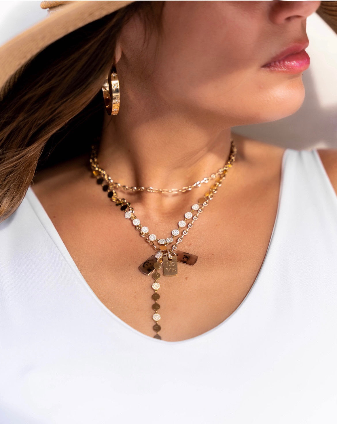 Krista Dog Tag Diamond Top