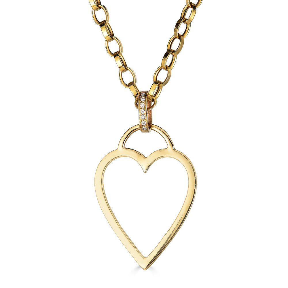 Open Heart Charm with Diamonds