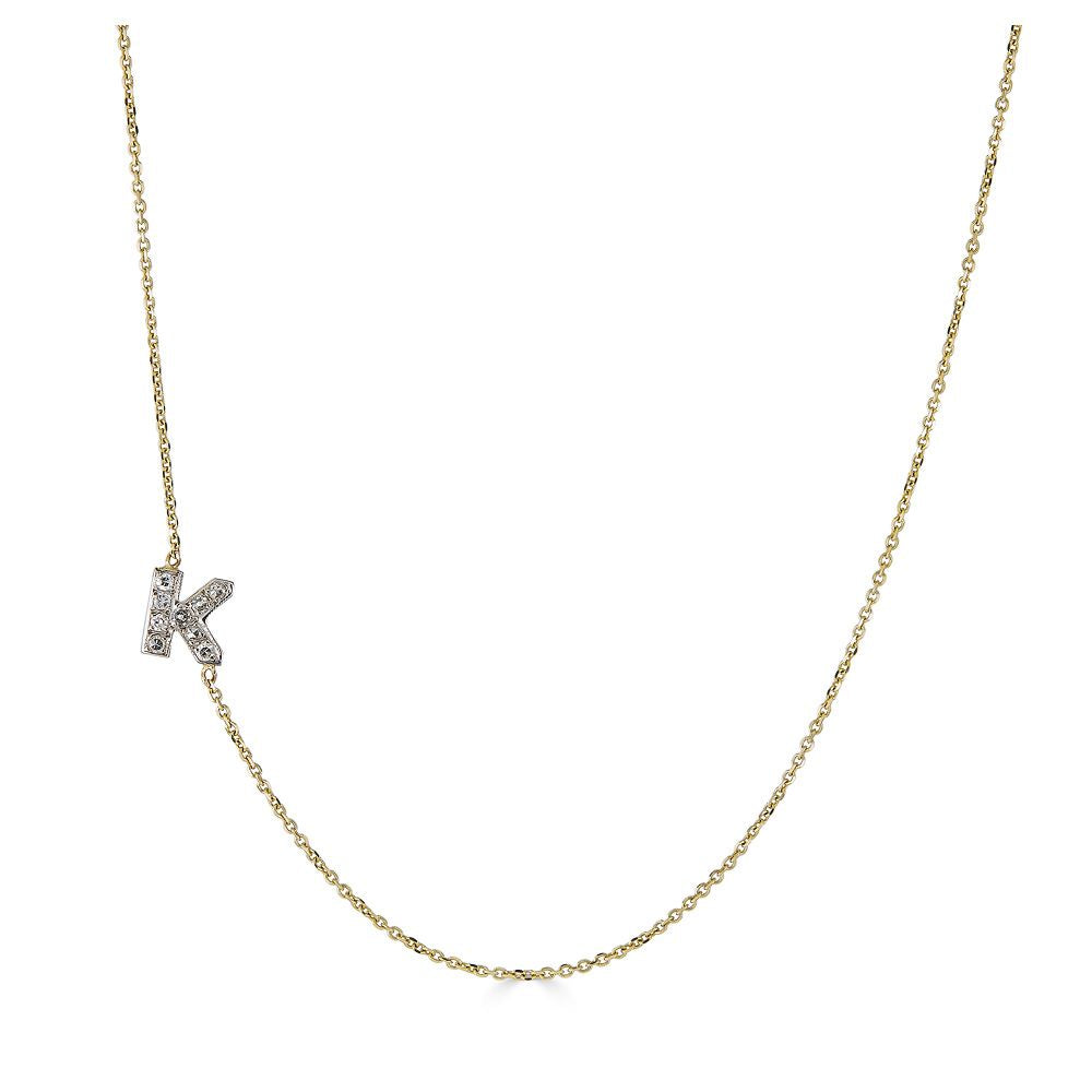 Asymmetrical Diamond Initial Necklace