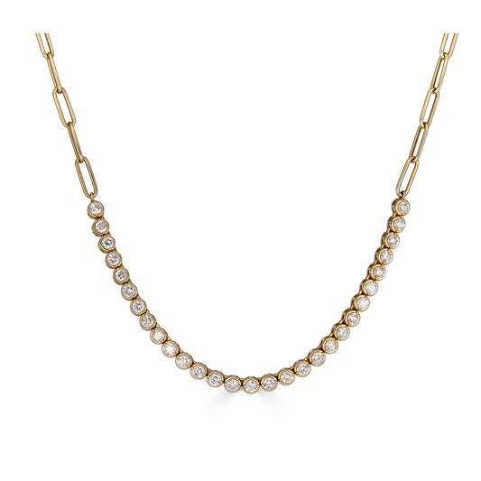 Sophie Diamond Tennis Necklace on Paperclip Chain