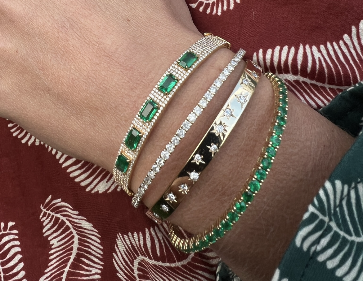 Emerald and Diamond Bangle Bracelet