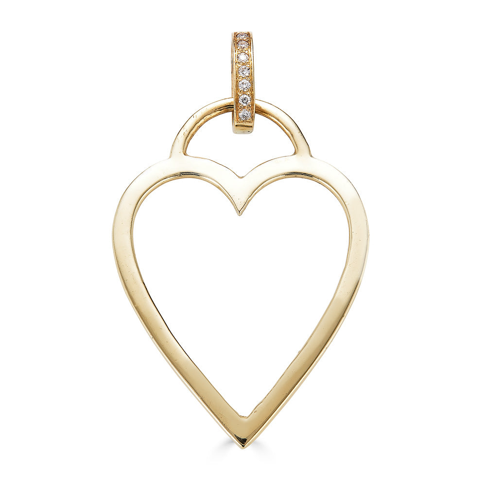 Open Heart Charm with Diamonds