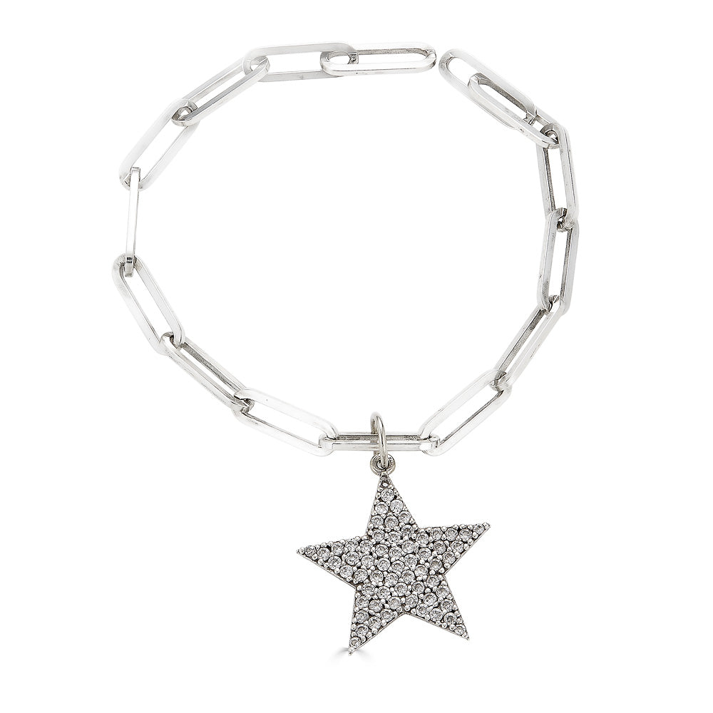 Paperclip Bracelet with Diamond Star