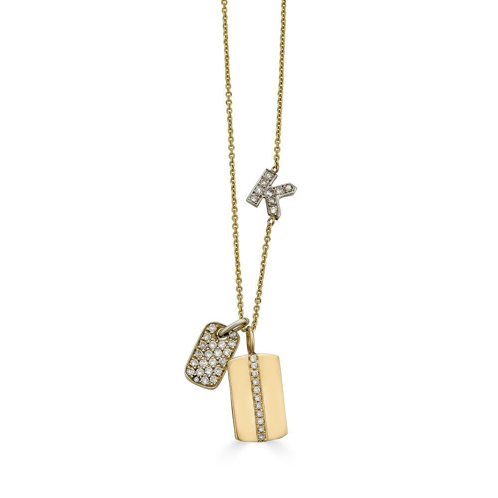 Asymmetrical Diamond Initial Necklace
