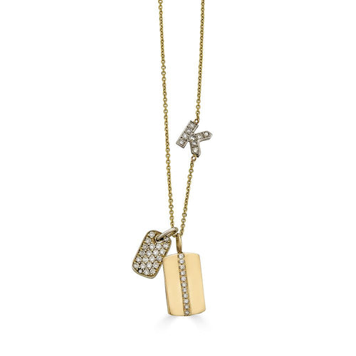 Asymmetrical Diamond Initial Necklace