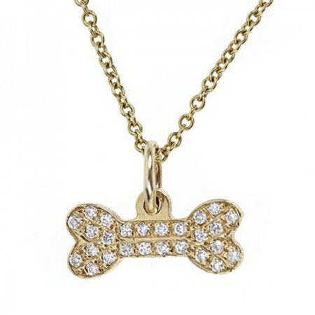 Dog Bone Charm Pave Diamond