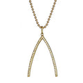 Large Diamond Pave Wishbone